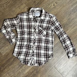 RAILS Soft Pink Black Cream Plaid Flannel shirt XS